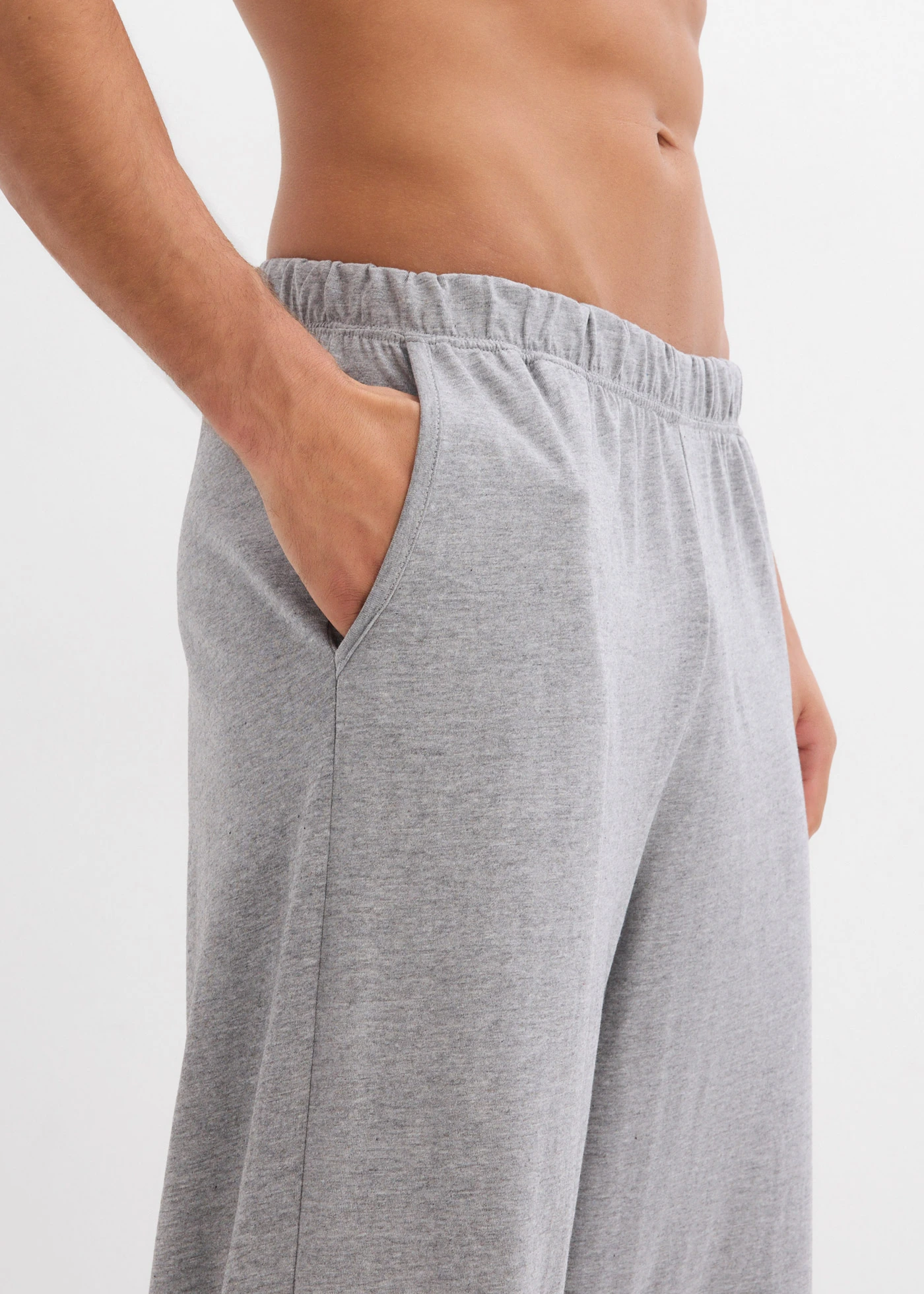 Pantaloni de pijama din jerse (set/2 buc.) • albastru întunecat + gri melanj • magazin bonprix