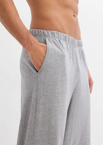 Pantaloni de pijama din jerse (set/2 buc.) • albastru întunecat + gri melanj • magazin bonprix