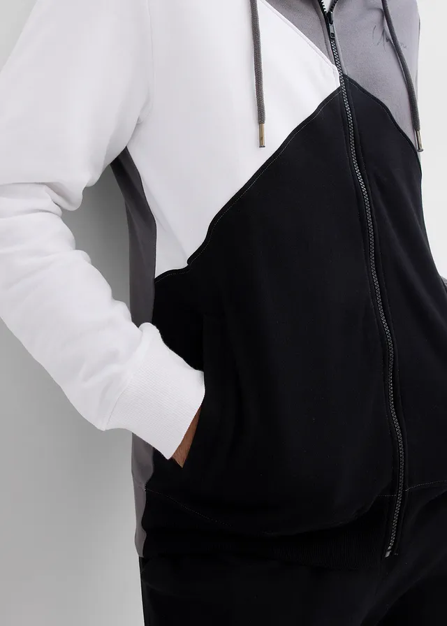Sweatvest met capuchon van puur biologisch katoen • rookgrijs-wit-zwart met print • product-page.page-title-suffix