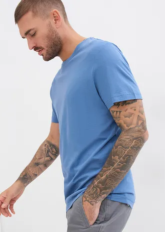Tricou (set/3 buc.) • albastru jeans+bleumarin+albastru perlat • magazin bonprix