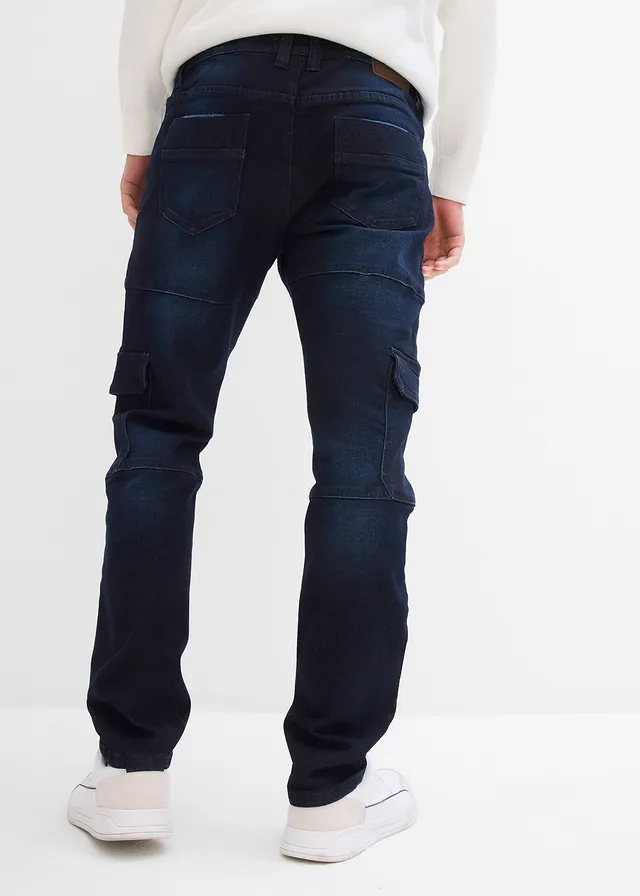 Slim fit cargo stretch jeans, straight • donkerblauw denim • product-page.page-title-suffix