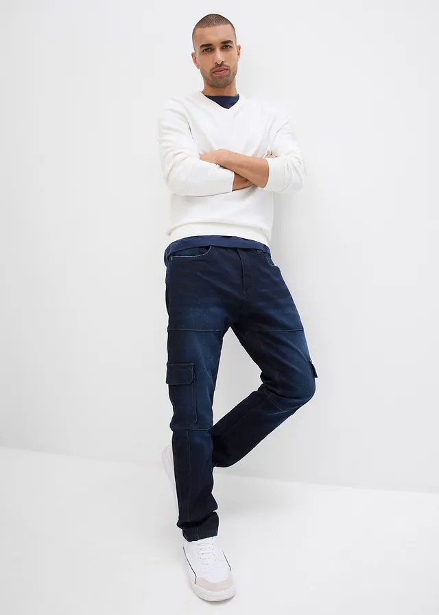 Jean slim extensible poches cargo, droit • bleu foncé denim • product-page.page-title-suffix