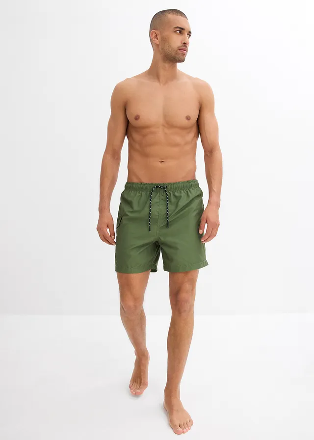 Zwemshort met cargozak, Kleur: donkerkaki