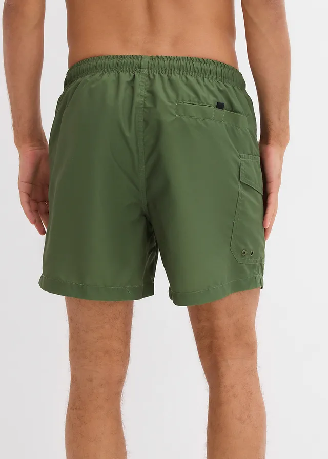 Zwemshort met cargozak, Kleur: donkerkaki