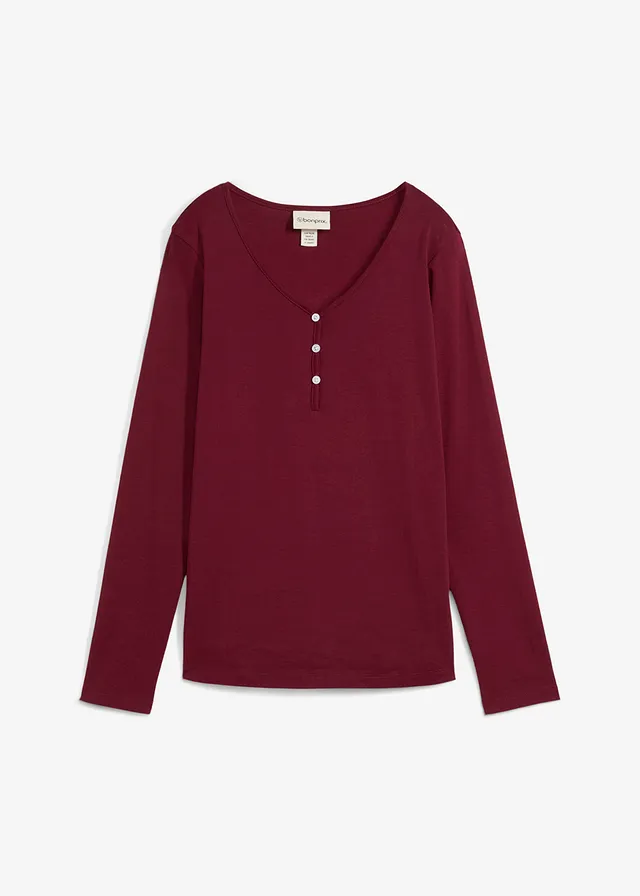 Longsleeve van biologisch katoen • esdoornrood • bonprix online shop