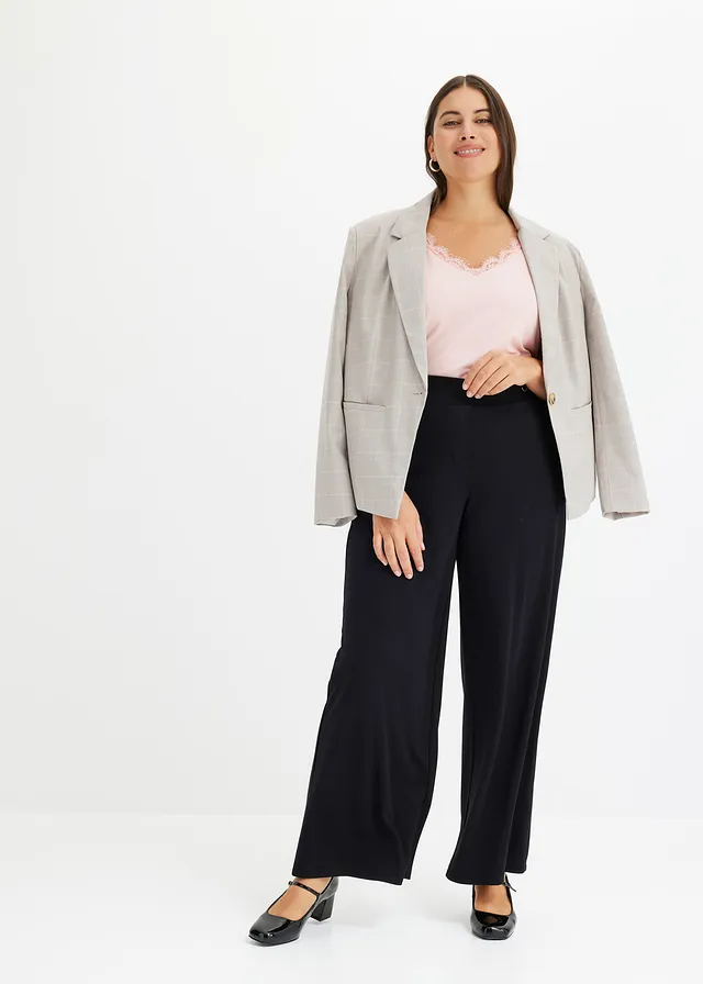 Glencheck blazer, Kleur: lichtgrijs-lichtroze geruit