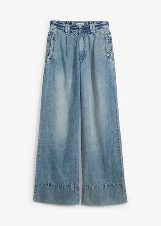 Wide leg jeans high waist, Kleur: lichtblauw denim used