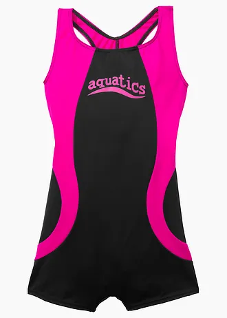 Maillot 1 pièce, Couleur: noir - rose vif