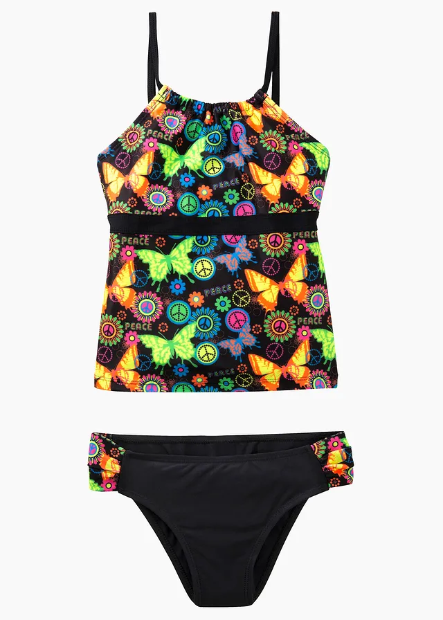 Meisjes tankini (2-dlg. set), Kleur: zwart gedessineerd