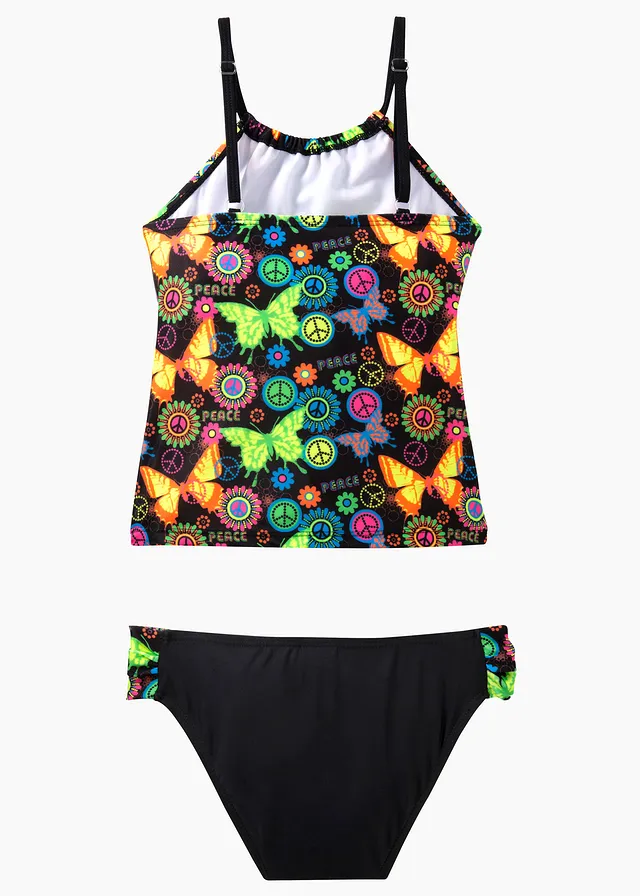Meisjes tankini (2-dlg. set), Kleur: zwart gedessineerd