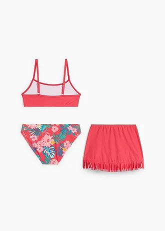 Bikini en rokje (3-dlg. set) • hibiscuspink gedessineerd • bonprix online shop