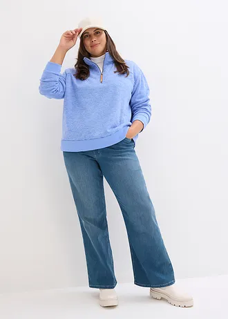 Knuffelzachte boxy sweater, Kleur: parelblauw