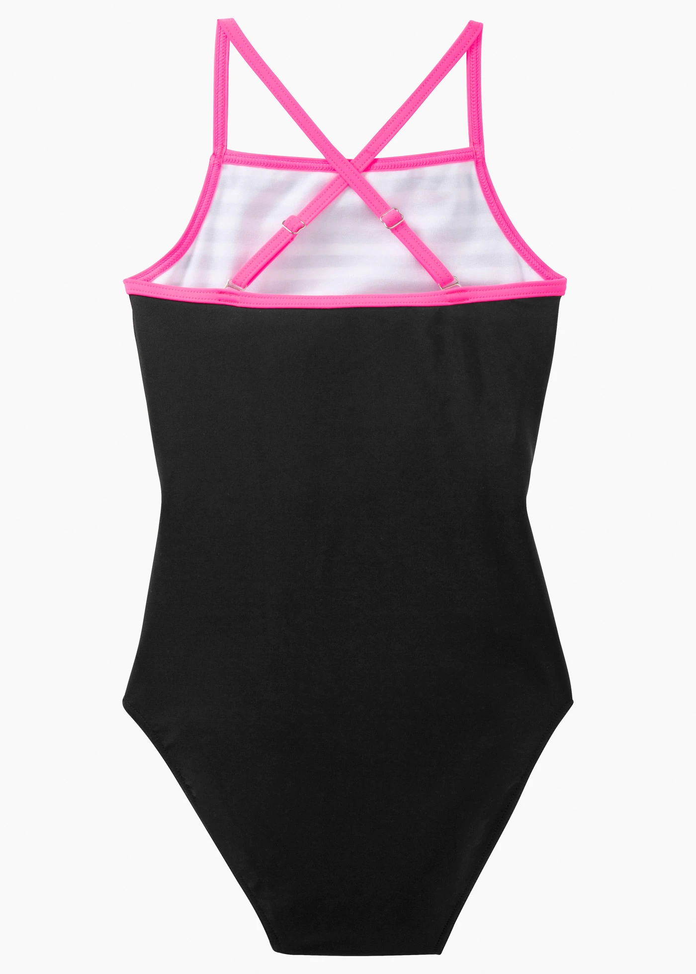 Maillot 1 pièce fille • blanc/noir/rose fluo • Boutique bonprix
