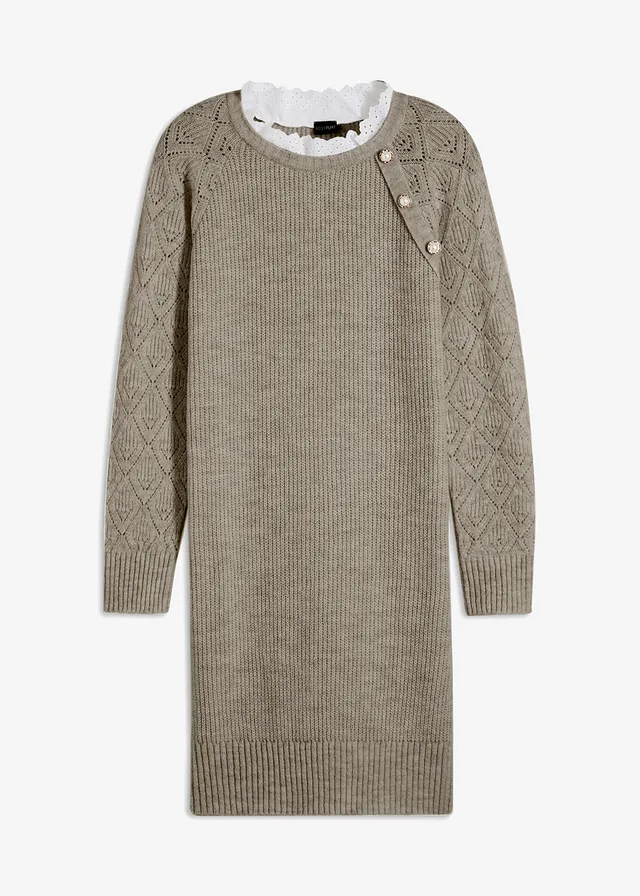 Pletené šaty s dekoratívnymi gombičkami
