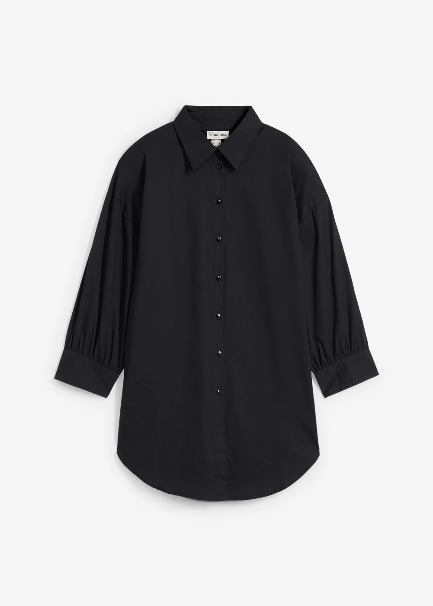 Oversized overhemdblouse van katoen met 3/4 mouwen • zwart • bonprix online shop