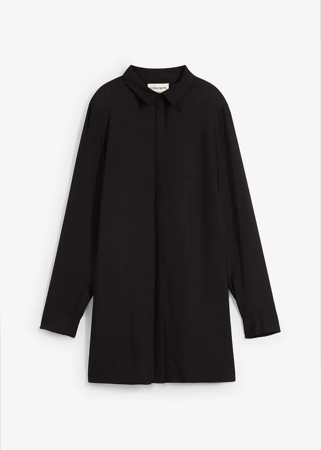 Dlouhá halenka s rozparkem • černá • bonprix obchod