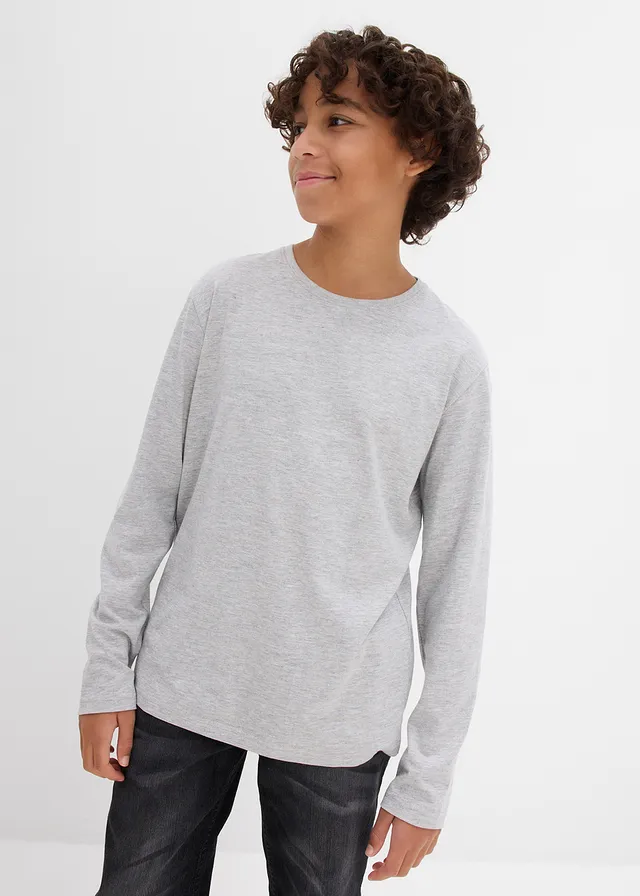 Lot de 3 T-shirts manches longues coton • noir + blanc + gris clair chiné • product-page.page-title-suffix