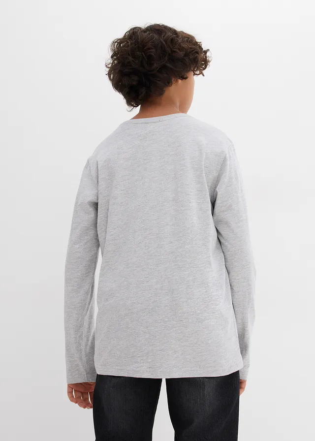 Lot de 3 T-shirts manches longues coton • noir + blanc + gris clair chiné • product-page.page-title-suffix