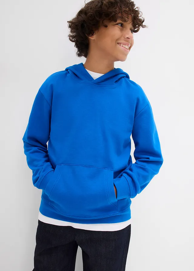 Hoodie van een zachte katoenmix, Kleur: azuurblauw