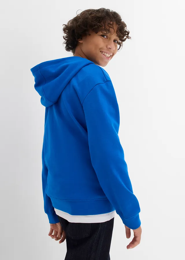 Sweat à capuche en matière douce, Couleur: bleu azur