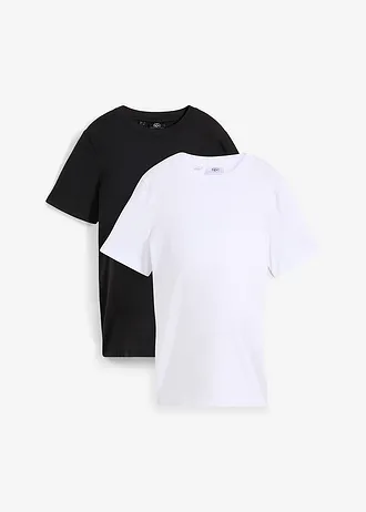 Shirt ciążowy z bawełny organicznej (2 szt.), kolor: czarny + biały