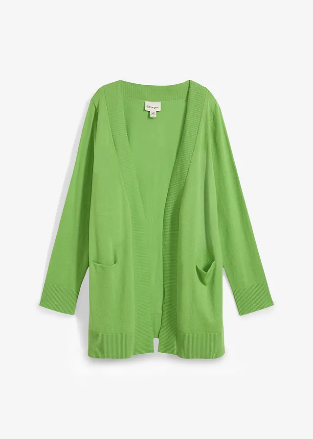 Gilet en maille avec poches, manches longues • vert trèfle • Boutique bonprix