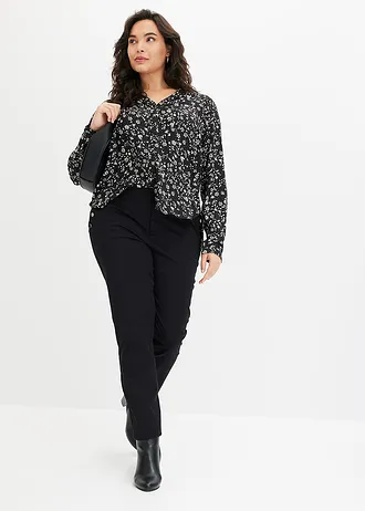 Blouse, Kleur: zwart/wolwit