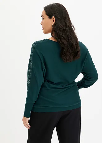 Trui met stras, Kleur: diepgroen