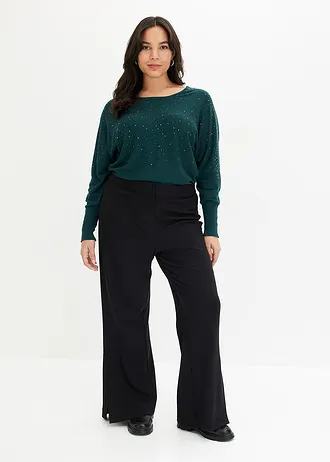 Trui met stras, Kleur: diepgroen