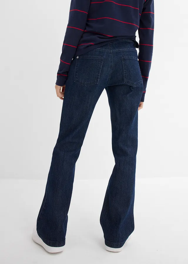 Jean bootcut confortable, Couleur: bleu nuit denim