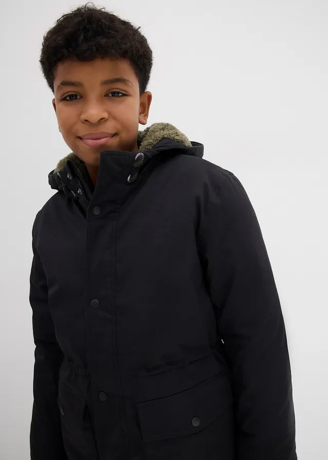 Jongens outdoor winterparka • zwart-olijfgroen • product-page.page-title-suffix