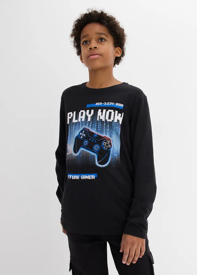T-shirt manches longues 100% coton, Couleur: noir