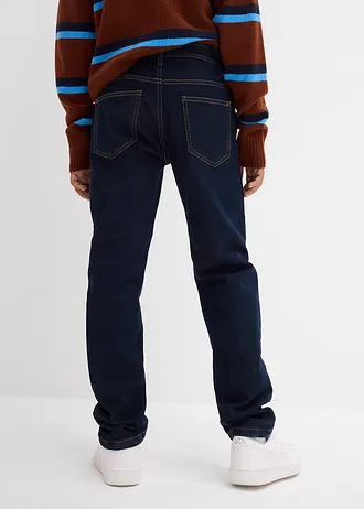 Jean regular à doublure jersey thermique, droit, Couleur: bleu foncé denim