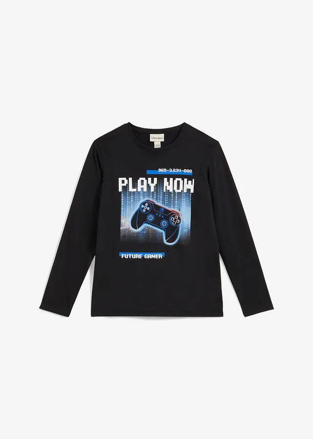 T-shirt manches longues 100% coton, Couleur: noir