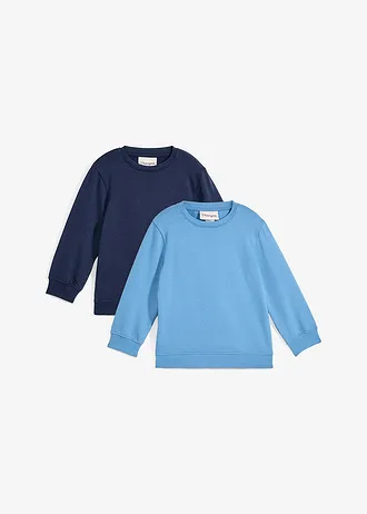 Bluza z miękkiego materiału z bawełną (2 szt.), kolor: granatowy+niebieski kryształowy