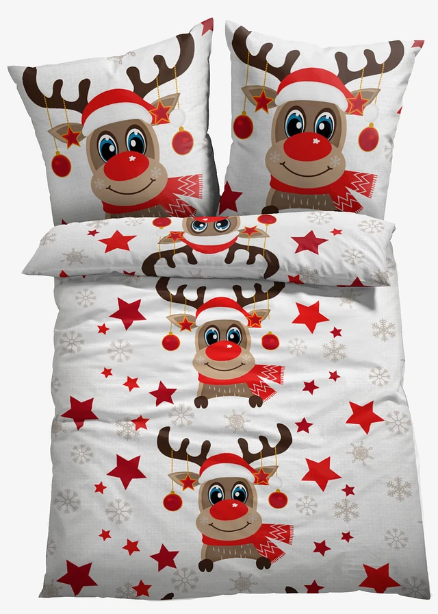 Lenjerie de pat din mix cu bumbac • roșu/alb • magazin bonprix