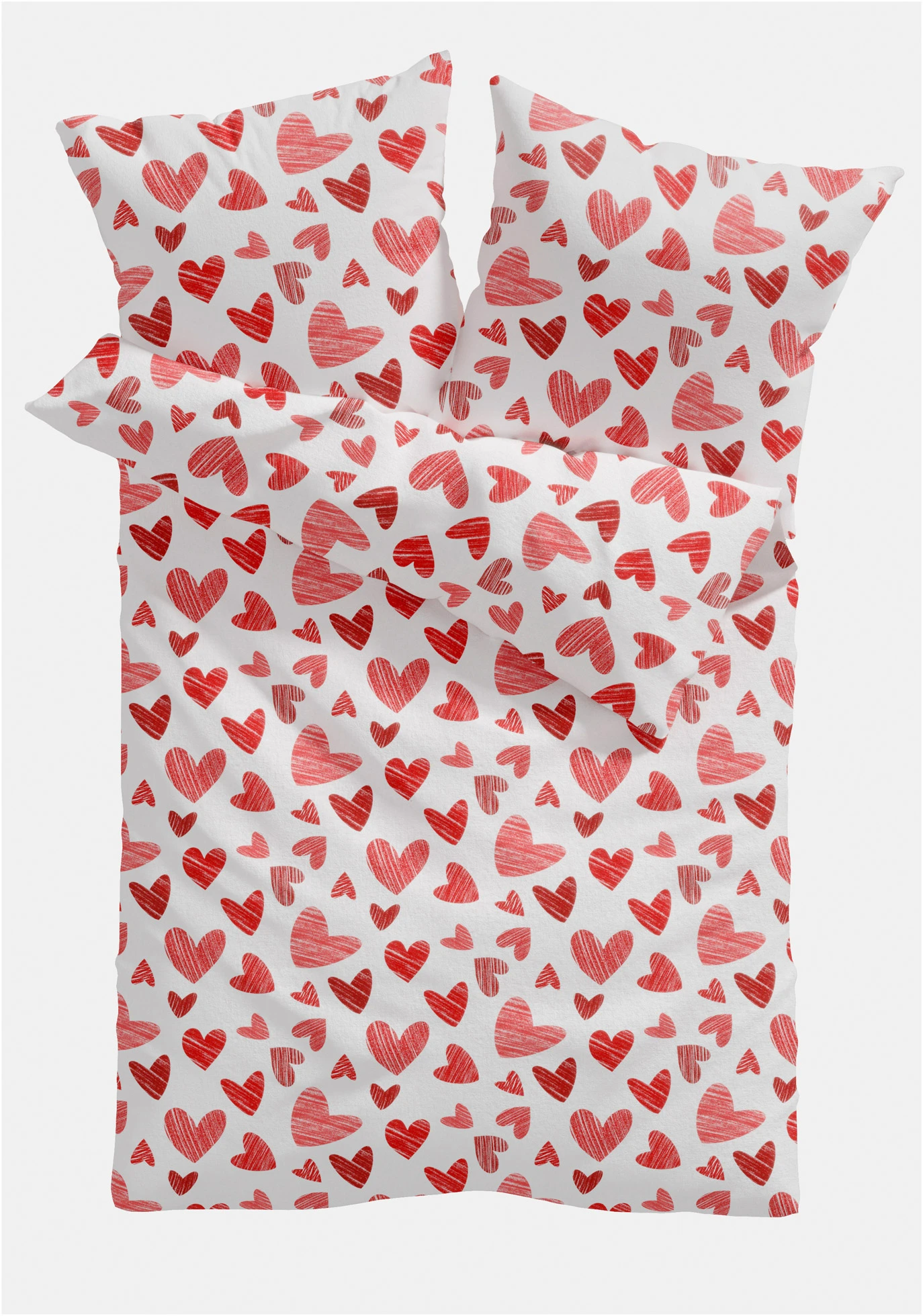 Parure de lit en coton mélangé • blanc-rouge • Boutique bonprix