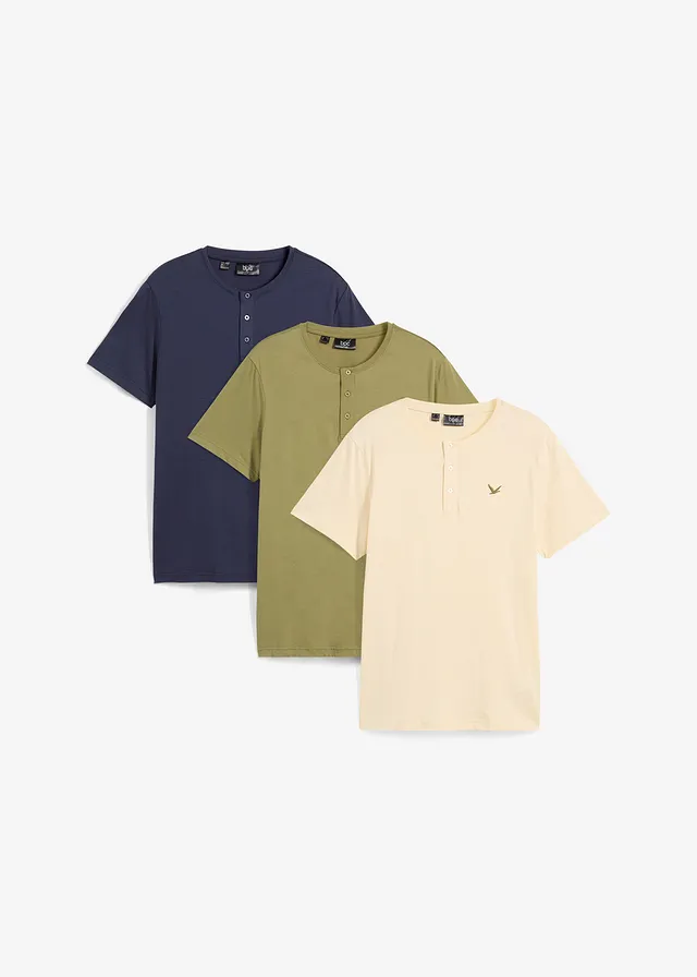 Bluză henley bumbac organic 100% (3 buc.)