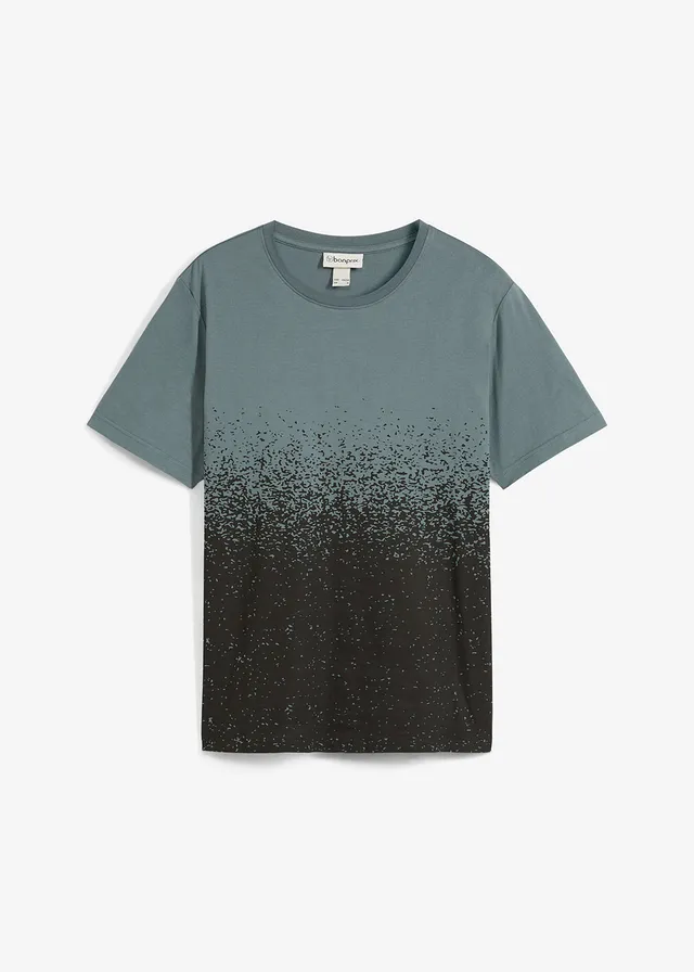 T-shirt van biologisch katoen • eucalyptusgroen-zwart • bonprix online shop