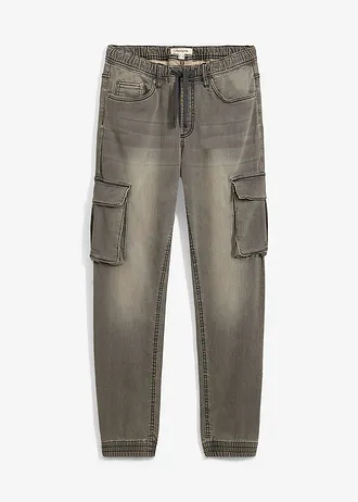 Slim fit cargo instapjeans met comfortabele tailleband, straight