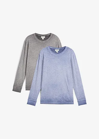 Lot de 2 T-shirts manches longues • indigo + anthracite • Boutique bonprix