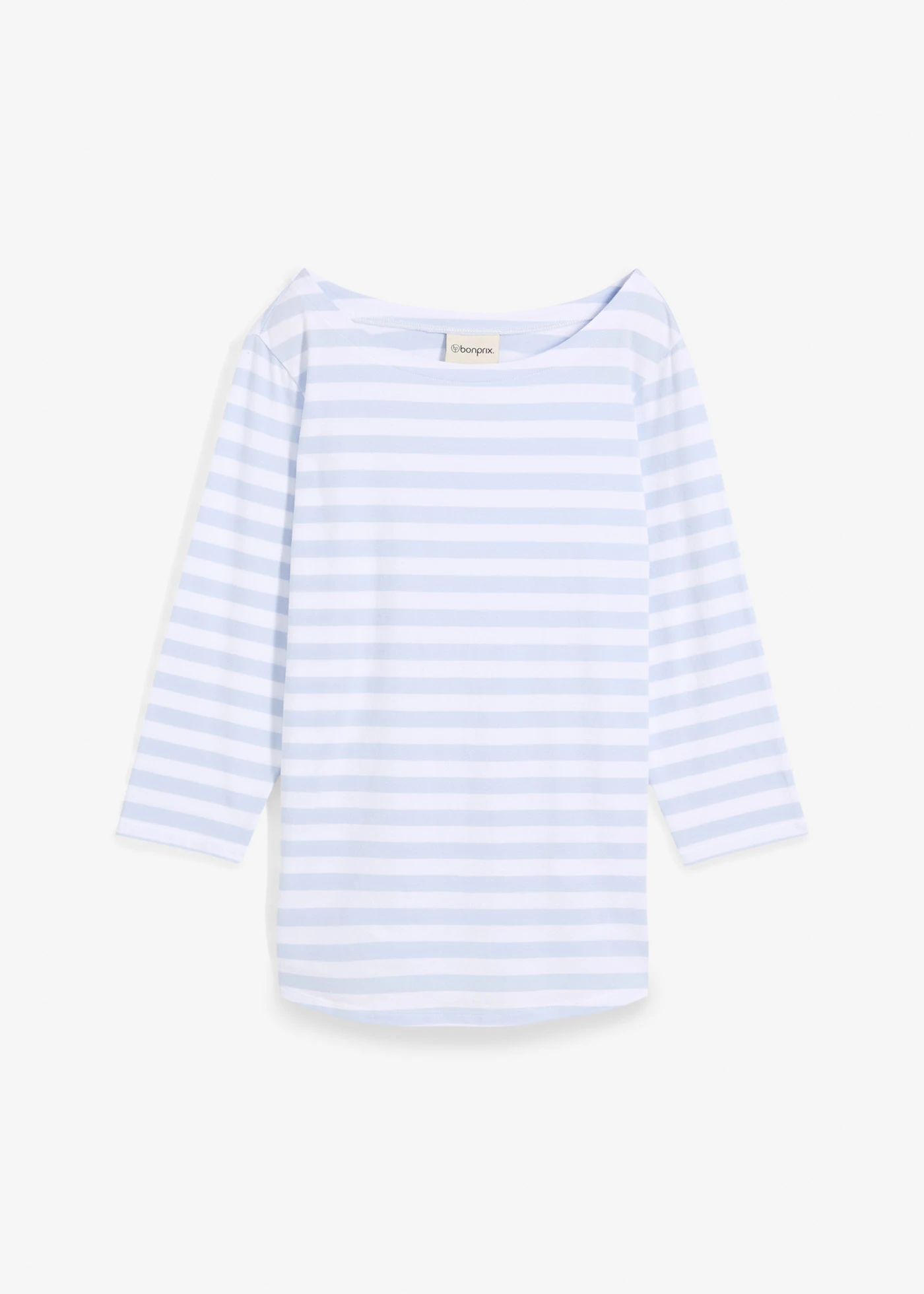 Shirt met boothals • zachtblauw/wit horizontaal gestreept • bonprix online shop