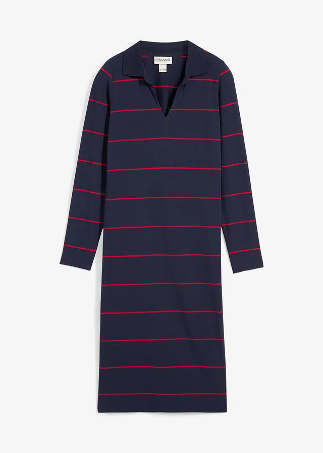 Rochie din jerse de bumbac organic, cu guler polo
