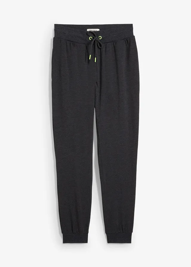 Pantalon de jogging à finitions élastiquées, Couleur: noir chiné