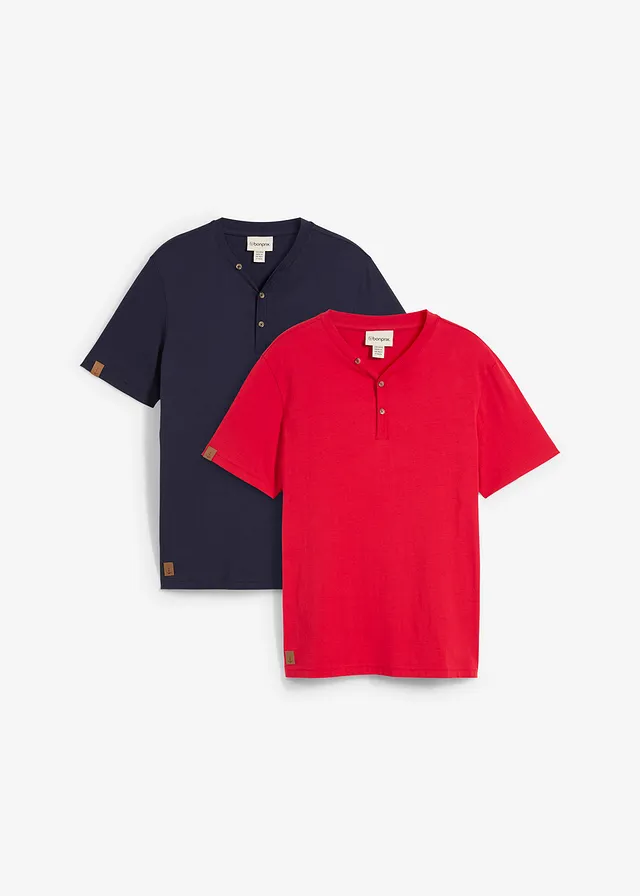 Tricou henley (set/ 2 buc.) din bumbac organic 100%