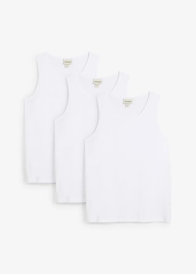 Lot de 3 débardeurs, Couleur: blanc + blanc + blanc