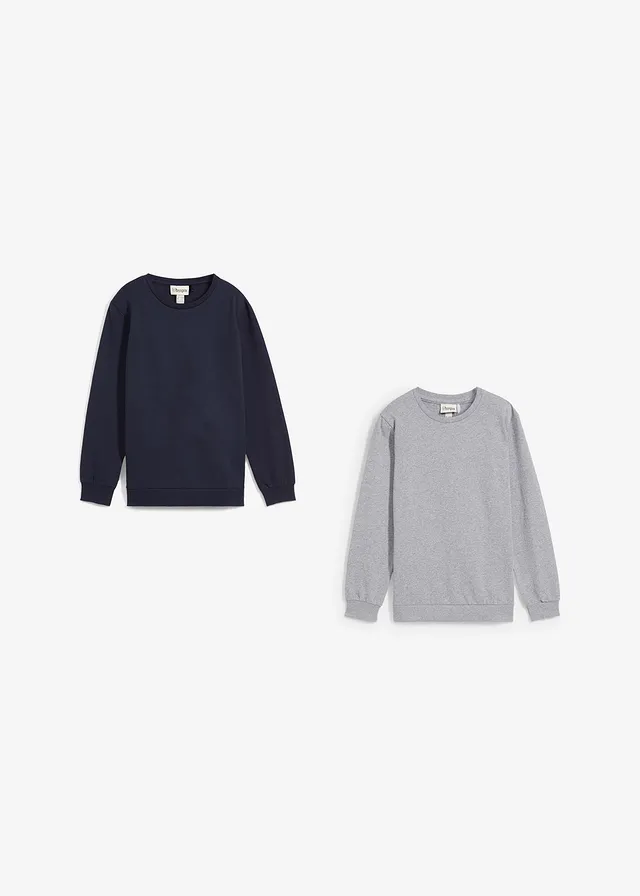 Sweatshirt van zachte katoenmix (set van 2) • lichtgrijs gemêleerd+donkerblauw • product-page.page-title-suffix