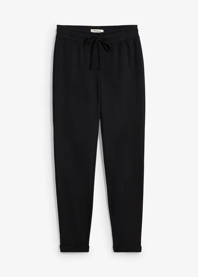 Tepláky, super soft, vyhnuté zakončenie • čierna • obchod bonprix