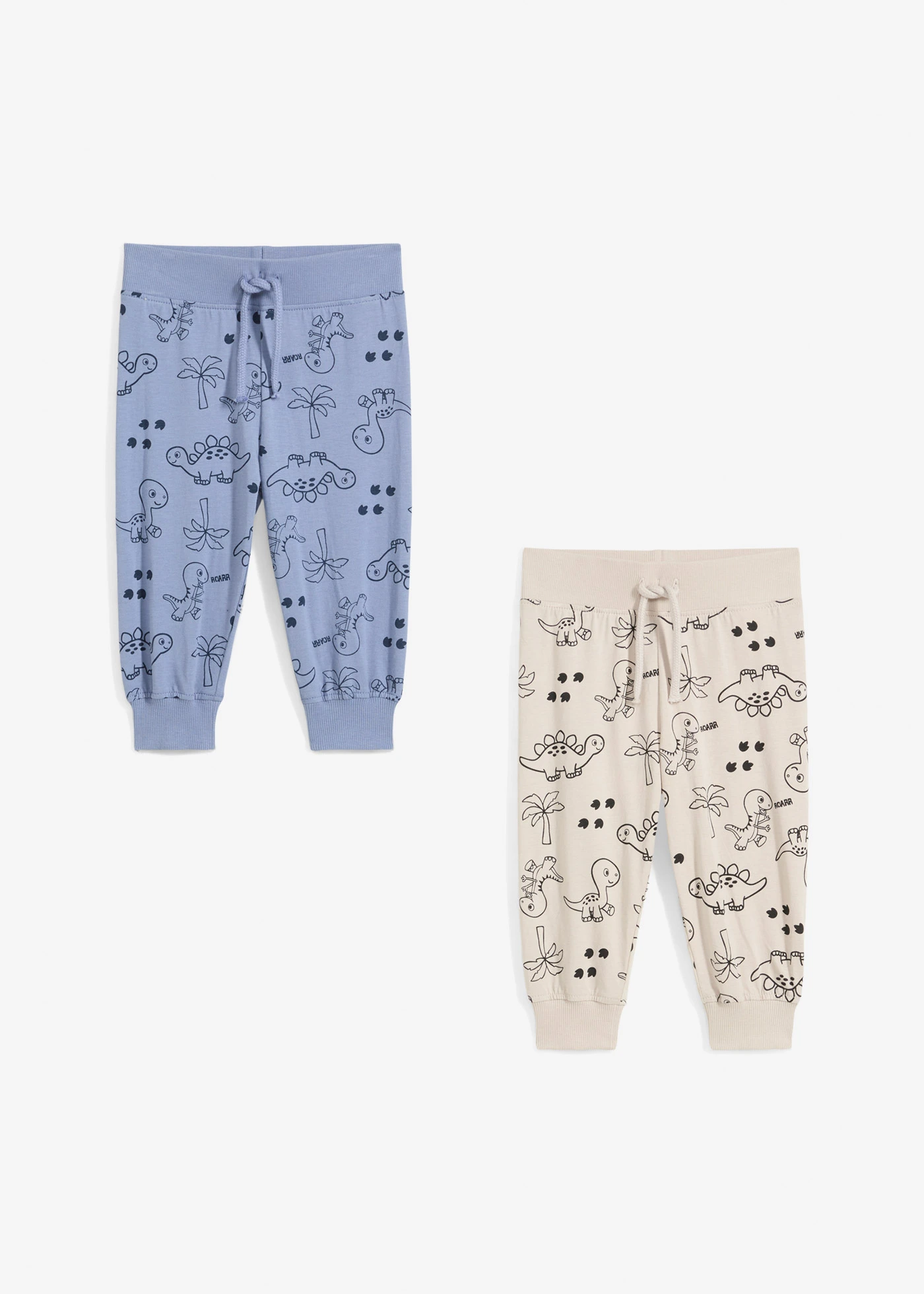 Baby shirtbroek van biologisch katoen (set van 2) • mat blauw+steengrijs gedessineerd • bonprix online shop