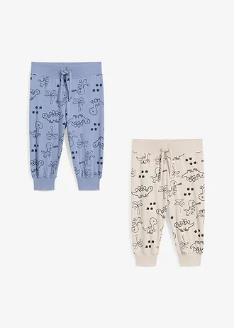 Baby shirtbroek van biologisch katoen (set van 2) • mat blauw+steengrijs gedessineerd • bonprix online shop